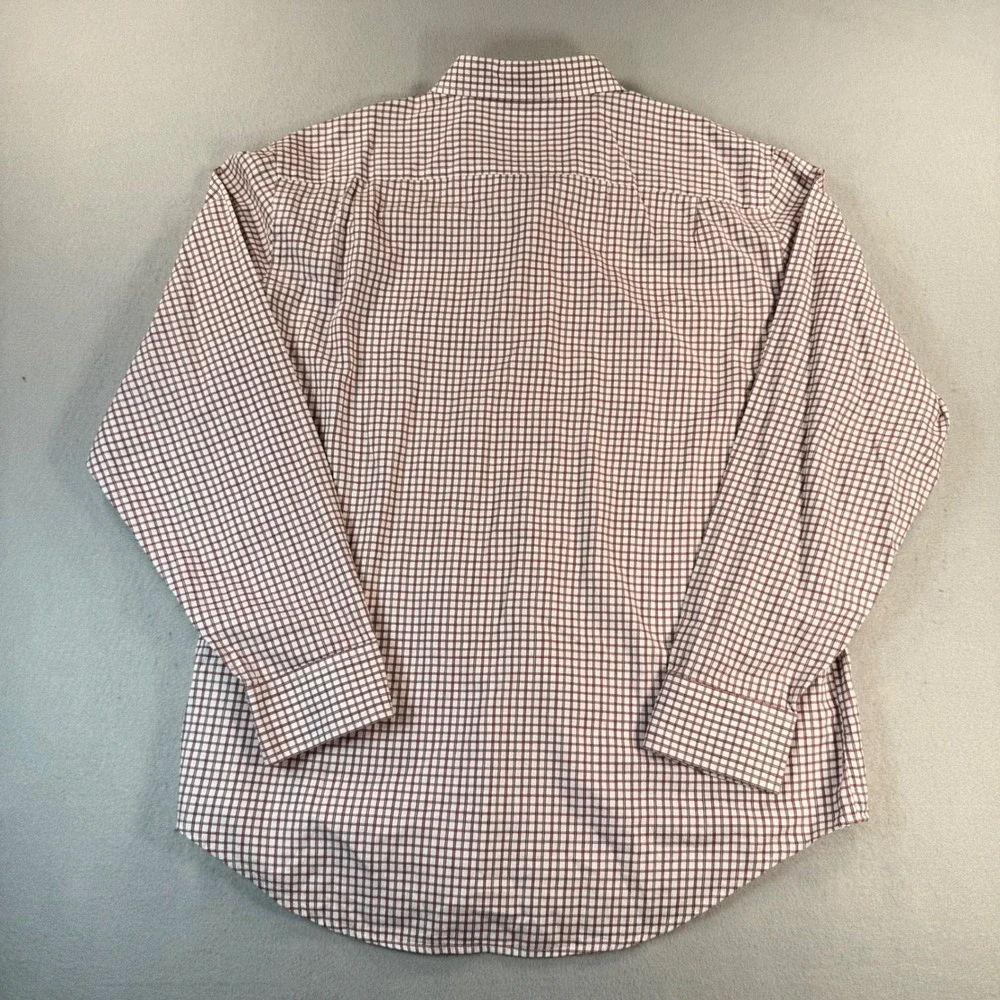 Banana Republic Mens XL Maroon White Graph Check Button Down Shirt Long Sleeve
